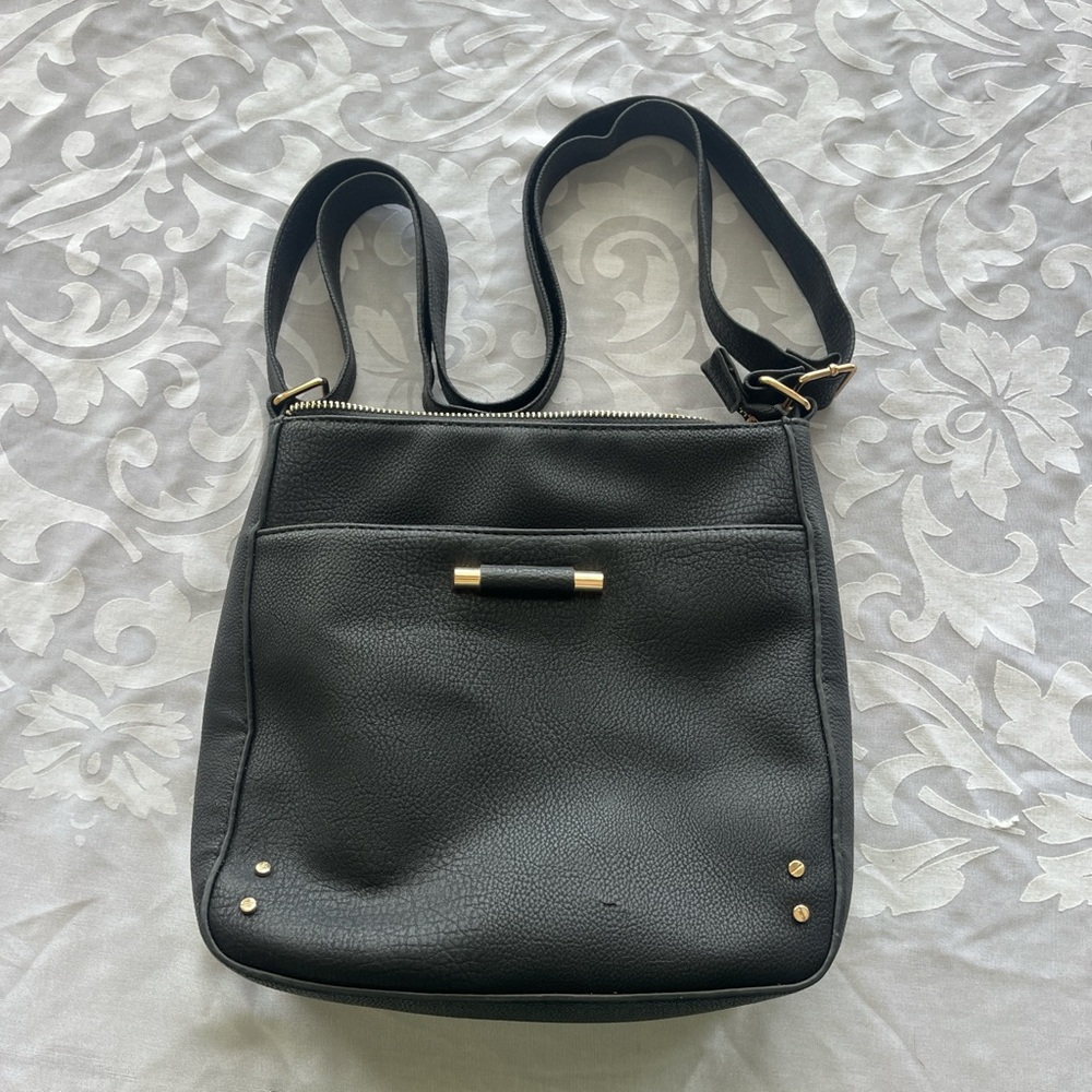 Primark Black Crossbody Bag with Gold Accents